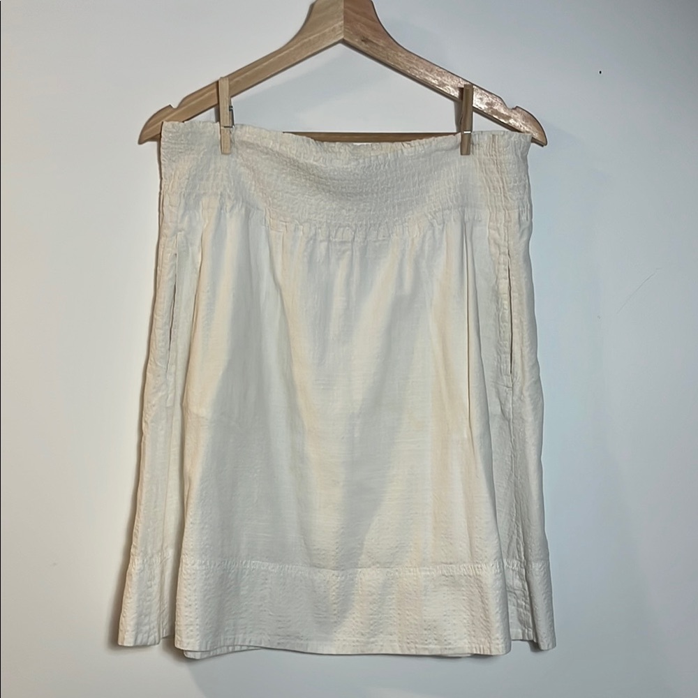EMS White Elastic Waist Skirt with Pockets